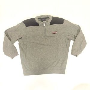 Vineyard Vines Mens L 1/4 Zip Pullover Gray Blue Shep Sweatshirt Sweater Cotton